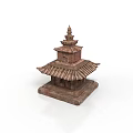 Traditional Bronze Colored Pagoda Architecture With Multi layered Roofs And Square Base