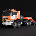 Orange And White Heavy Duty Tow Truck With Multiple Wheels And Roof Lights