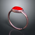 Elegant Metal Ring Design With Red Gemstone And Intricate Carved Patterns 3d model