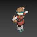 3D Game Character With Brown Hair Blue Goggles Red Top And White Gloves