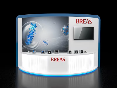 BREAS Curved Exhibition Island Design With Display Counter And Digital Screen 3d model BREAS Curved Exhibition Island Design With Display Counter And Digital Screen 3d model