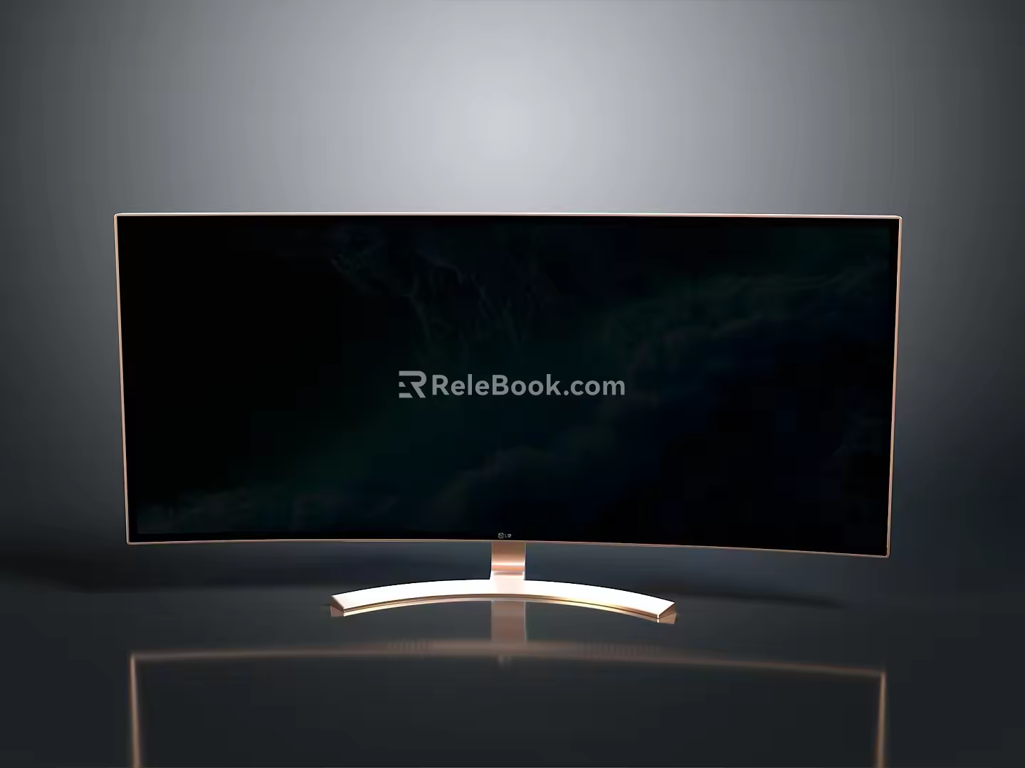 With display computer display LCD monitor computer monitor fish screen curved screen 4 screens 3d model