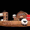 Rustic Farm Themed Photo Spot With Windmill Barn Sheep And Hay Bales