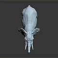 Light Blue Elephant Model Standing On Dark Background With Reflection 3d model