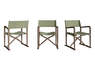 Light Green Outdoor Chairs With Wooden Frame And Canvas Seat Cross Leg Design 3d model