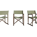 Light Green Outdoor Chairs With Wooden Frame And Canvas Seat Cross Leg Design