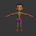 Cartoon Character With Yellow Coat Purple Shorts Red Gloves Standing Arms Outstretched