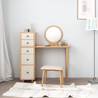 Nordic Dressing Table Solid Wood Dressing Table 3d model