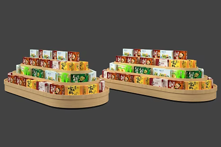 Showcase Shelf Display Stack Head Bulk Stack Head Promotion Display Rack Promotion Stack Head Supermarket Shelf Snack Stack Scene Stack 3d model