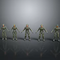 Game Movie Military Characters Action Figures With Different Poses In Military Uniform Against Gray Background