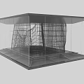 Wire Mesh Structural Components Inside Transparent Cube Modern Design