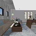 Modern Office Interior Design With Gray Walls Sofa Desk Green Pendant Light And Bookshelf