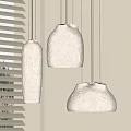 Natural Textured Beige Pendant Lights Hanging With Soft Lighting Near Window Blinds