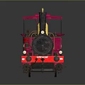 Vintage Red Steam Train Detailed Model With Yellow Black Accents And Shiny Exterior