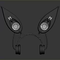Stylish Computer Headset with Rabbit Ear Design White M Letters and Black Ear Cups