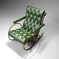 Green Leather Tufted Rocking Leisure Chair With Gold Metal Frame And Classic Design