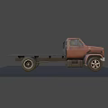 Vintage Red Brown Flatbed Truck With Classic Front Grille And Headlights