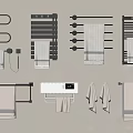 Hanging Towels with Black Heated Racks and Various Modern Holders in Bathroom Design