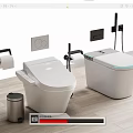 Smart Modern White Toilets In Bathroom With Toilet Paper Holder And Trash Can