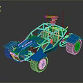 Rugged Terrain Exploration With Blue Off Road Vehicle And Large Tires