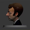 3D Cartoon Character Bust With Suited Tie And White Pedestal Base