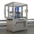 Industrial Equipment With Metal Frames Blue Components And Automated Production Line