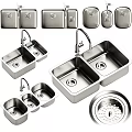 Stainless Steel Double Bowl Kitchen Sink With Modern Faucet For Home Kitchen Use