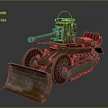 Vintage Rusted Military Tank With Front Shovel Cannon And Tracks