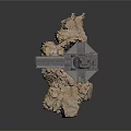 Rustic Industrial Metal Tower With Natural Rock Base And Staircase Platform