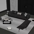 Modern Italian Sofa Combination Sofa Coffee Table Module Glass Coffee Table Leather Sofa 3d model