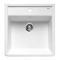 White Square Modern Washbasin With Chrome Faucet And Sleek Design