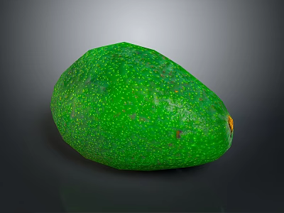 Fresh Ripe Green Avocado with Speckled Surface and Yellow Stem 3d model
