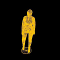 White Mannequin Standing Wearing Gray Top Blue Jeans And Black Boots Against Gray Background