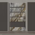 Modern Elegant Wine Cabinet With Marble Backdrop Shelves Wine Glasses And Bottles
