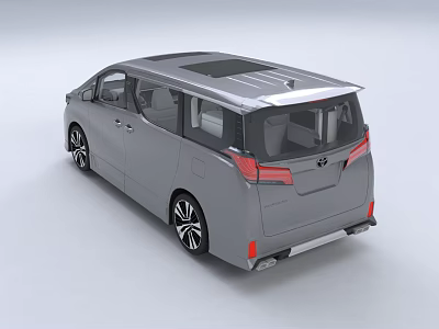Toyota MPV Gray Car Rear View With Silver Roof Black Wheels And Red Taillights 3d model