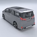 Toyota MPV Gray Car Rear View With Silver Roof Black Wheels And Red Taillights