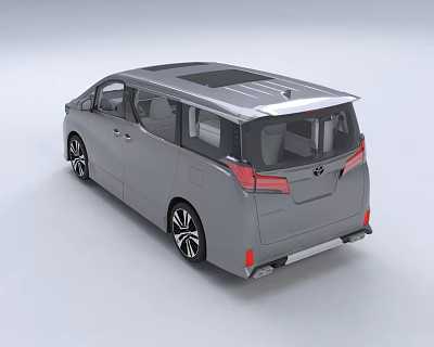 Toyota MPV Gray Car Rear View With Silver Roof Black Wheels And Red Taillights 3d model