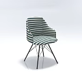 Modern Striped Single Chair With Armrest And Black Metal Legs Design Style