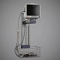 Medical Monitor With Display Screen Stand Cables And Storage Basket