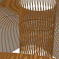 Artistic Wooden Woven Structure With Cylindrical Grid Design And Natural Texture