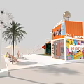 Mistine Orange Container Exhibition Booth With Decorative Design Elements And Brand Signage 3d model