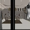 SHAREIN Clothing Store Modern Interior With Mannequins Clothing Displays And Green Plants