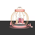 Pink Circular Decorative Structure With Hanging Lights Small Trees And Water Reflection Under Sky 3d model