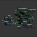 Green Scene Building Blocks Stacked 3D Structure With Gray Background And Decorative Cubes