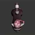 Cute Purple And White Lemur Character With Pink Hat And Striped Tail In