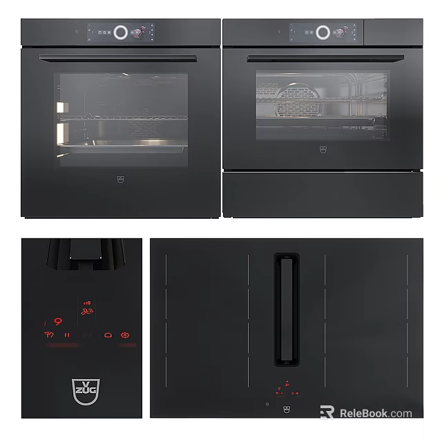 Sleek Modern Black Built in Kitchen Appliances With Oven And Control Panels 3d model 