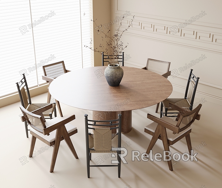 Modern Dining Table and Chair Combination Round Dining Table Dining Chair Single Chair model