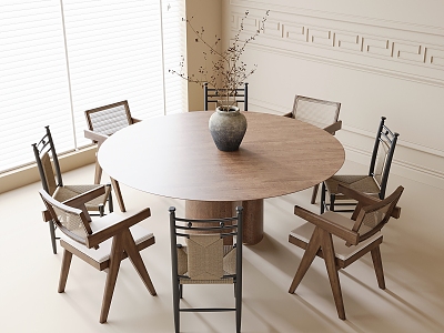 Modern Dining Table and Chair Combination Round Dining Table Dining Chair Single Chair model