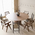 Modern Dining Table and Chair Combination Round Dining Table Dining Chair Single Chair 3d model