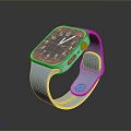 Modern Smart Watch With Light Blue Strap And Square Digital